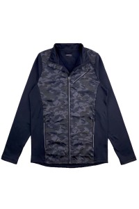 訂做黑色長袖風褸外套  時尚設計迷彩反光裝飾條拉鏈風褸  風褸外套中心   男朋友 風褸  J989